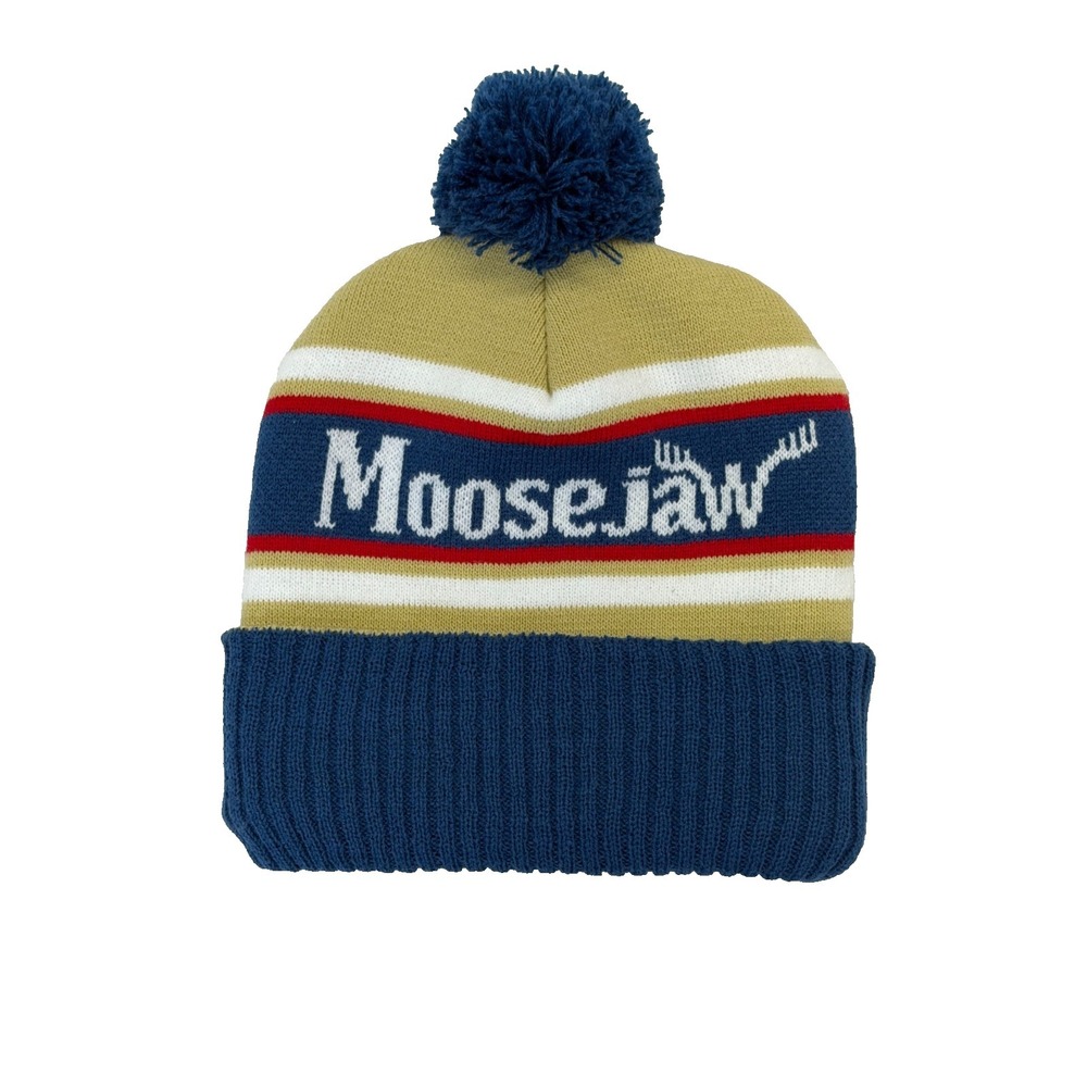 Vintage Broner Moose Jaw Multicolor Pom Knit Beanie Canada Made in USA Rare